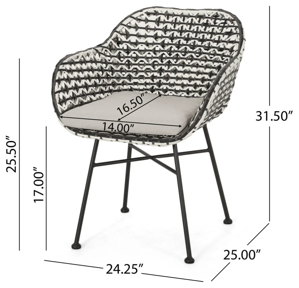 Virasat Outdoor Patio Seating Set 2 Chairs 1 Table Set Black White-VIRASAT FURNITURE & FURNISHING