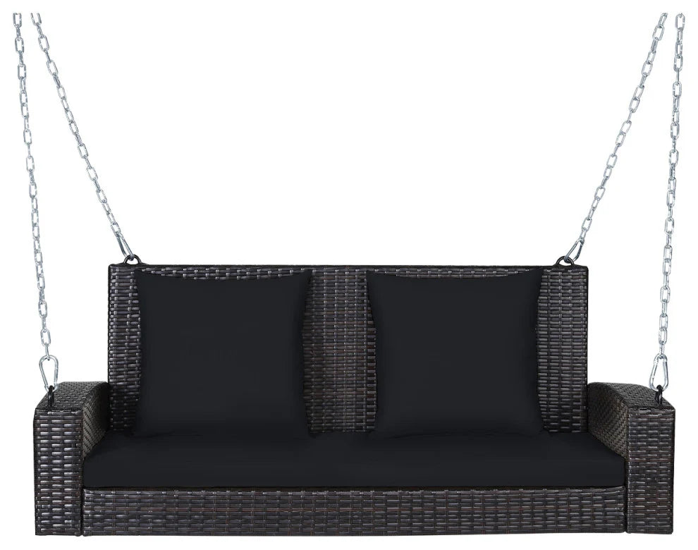 Virasat Double Seater Hanging Swing Without Stand For Balcony, Garden Swing (Dark Brown)-VIRASAT FURNITURE & FURNISHING