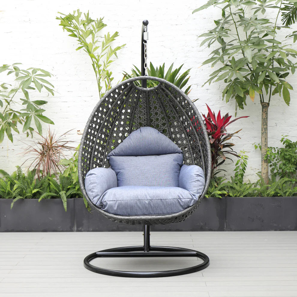Virasat Single Seater Hanging Swing With Stand For Balcony, Garden (Dark Grey)-VIRASAT FURNITURE & FURNISHING