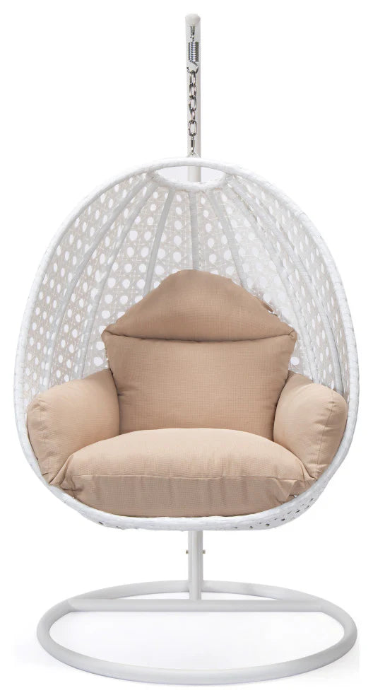 Virasat Single Seater Hanging Swing With Stand For Balcony, Garden (White)-VIRASAT FURNITURE & FURNISHING