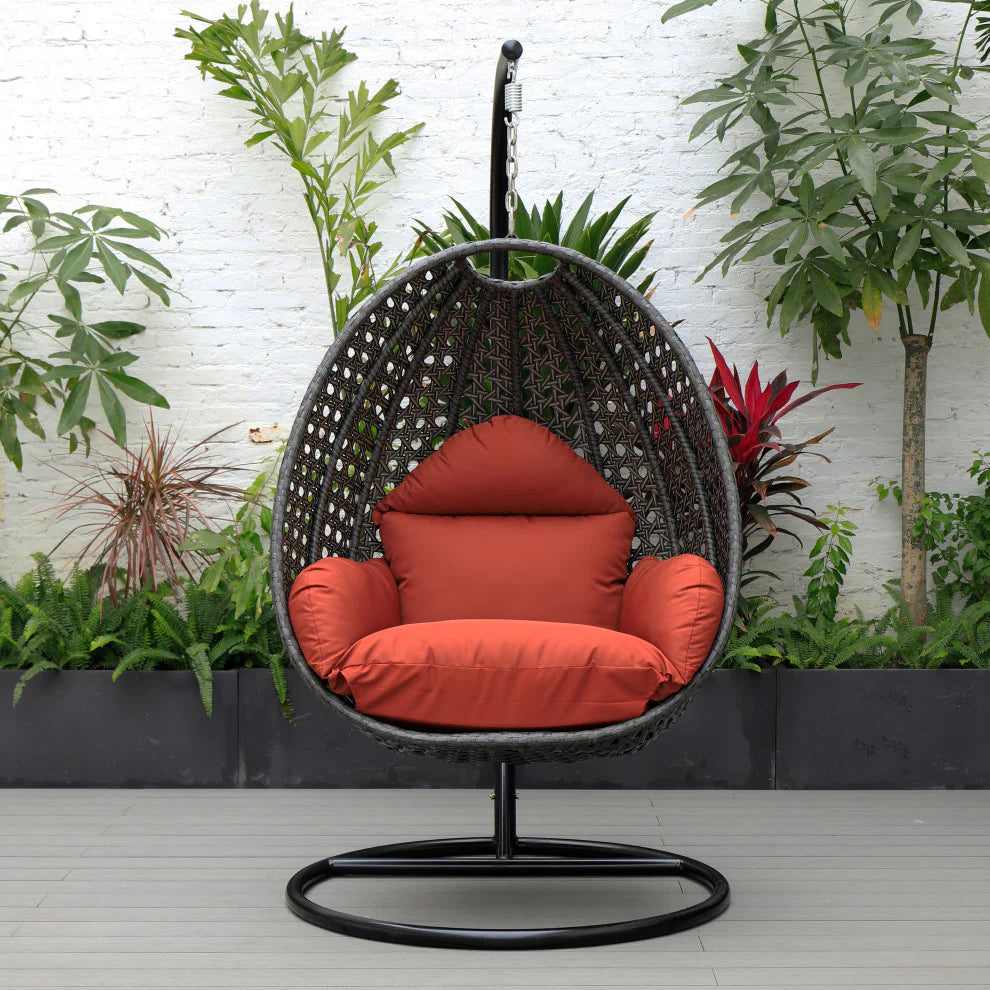 Virasat Single Seater Hanging Swing With Stand For Balcony, Garden (Dark Grey)-VIRASAT FURNITURE & FURNISHING