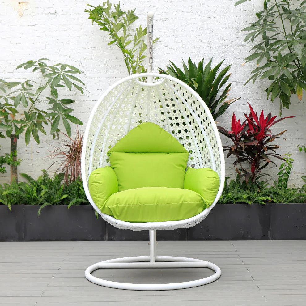 Virasat Single Seater Hanging Swing With Stand For Balcony, Garden (White)-VIRASAT FURNITURE & FURNISHING