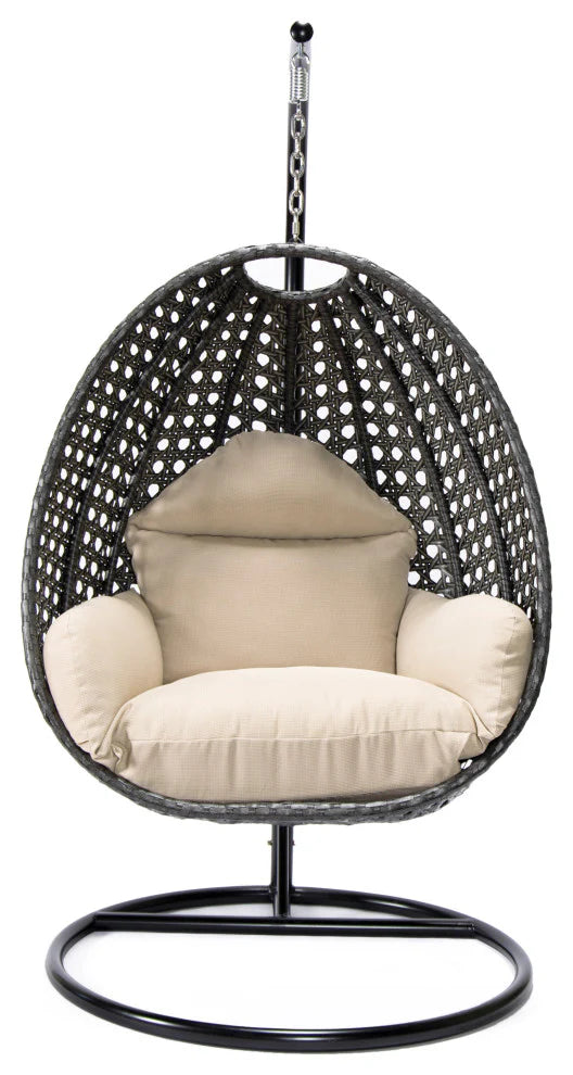 Virasat Single Seater Hanging Swing With Stand For Balcony, Garden (Dark Grey)-VIRASAT FURNITURE & FURNISHING