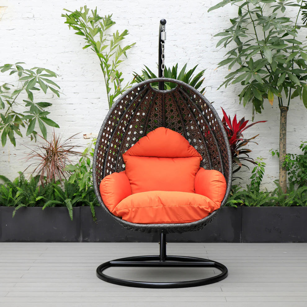 Virasat Single Seater Hanging Swing With Stand For Balcony, Garden (Dark Grey)-VIRASAT FURNITURE & FURNISHING