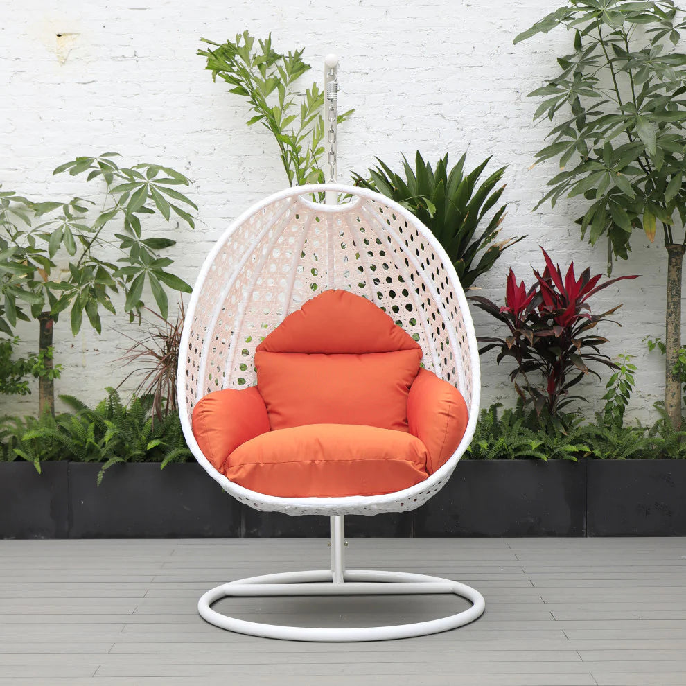 Virasat Single Seater Hanging Swing With Stand For Balcony, Garden (White)-VIRASAT FURNITURE & FURNISHING