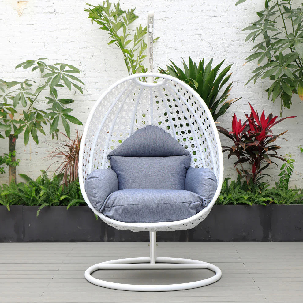 Virasat Single Seater Hanging Swing With Stand For Balcony, Garden (White)-VIRASAT FURNITURE & FURNISHING