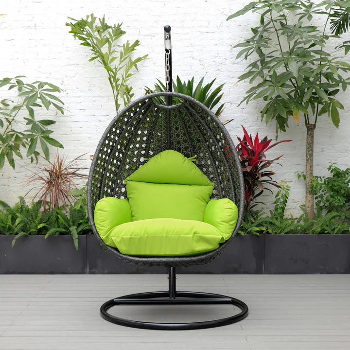 Virasat Single Seater Hanging Swing With Stand For Balcony, Garden (Dark Grey)-VIRASAT FURNITURE & FURNISHING