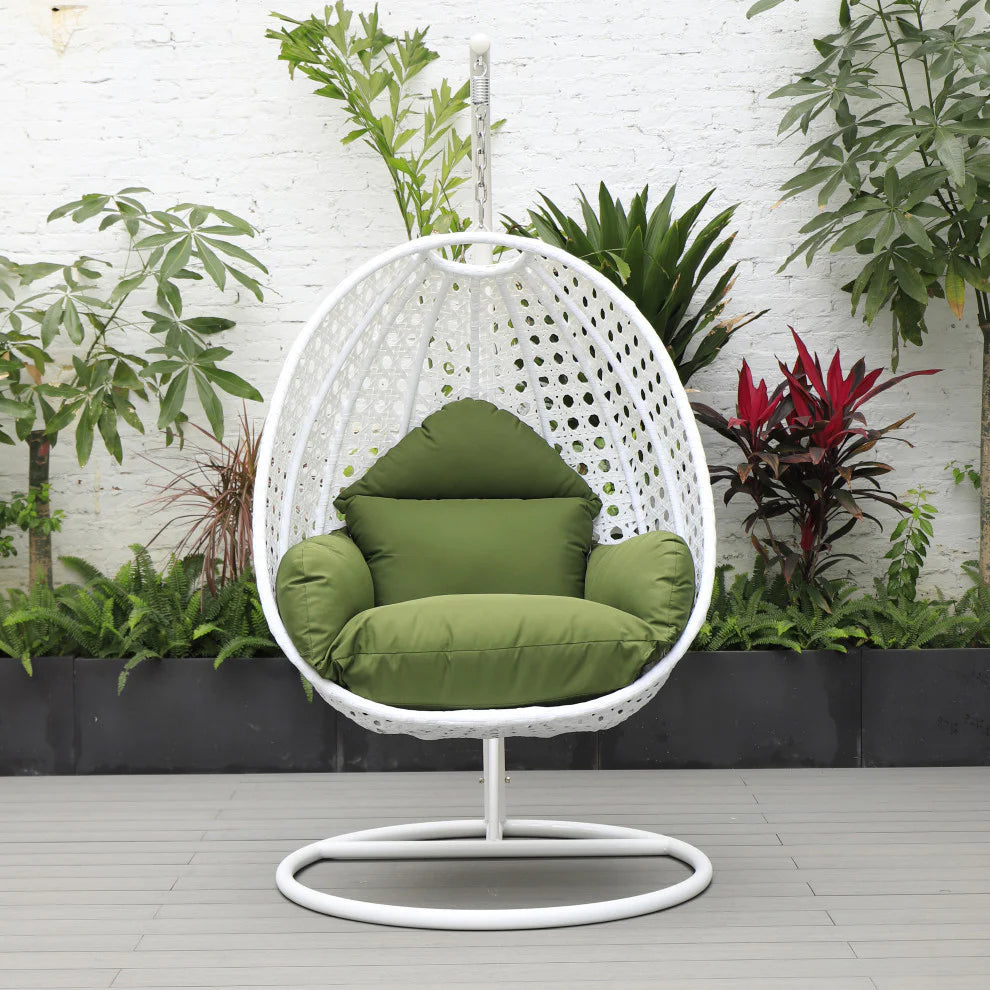 Virasat Single Seater Hanging Swing With Stand For Balcony, Garden (White)-VIRASAT FURNITURE & FURNISHING