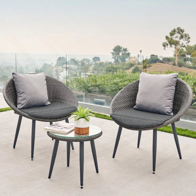 Virasat Cindy Outdoor Patio Seating Set 2 Chairs and 1 Table Set (Grey)