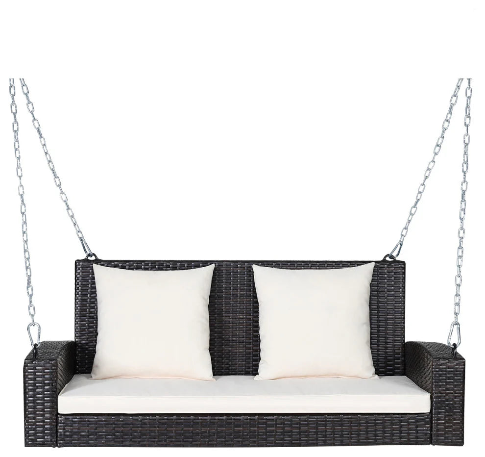 Virasat Double Seater Hanging Swing Without Stand For Balcony, Garden Swing (Dark Brown)-VIRASAT FURNITURE & FURNISHING