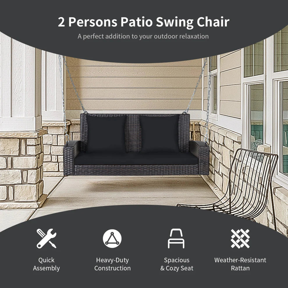 Virasat Double Seater Hanging Swing Without Stand For Balcony, Garden Swing (Dark Brown)-VIRASAT FURNITURE & FURNISHING