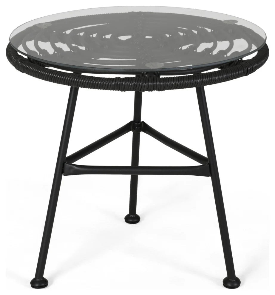 Virasat Outdoor Patio Seating Set 2 Chairs 1 Table Set Black White-VIRASAT FURNITURE & FURNISHING