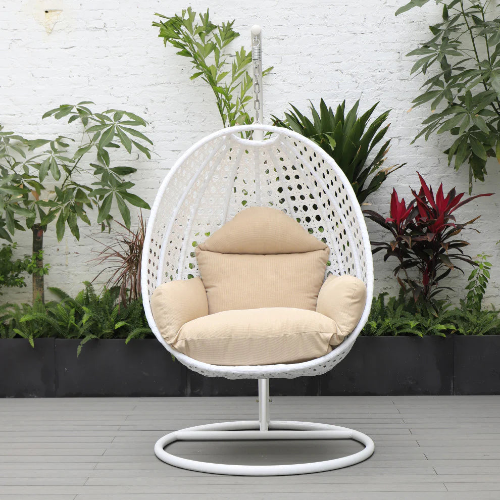 Virasat Single Seater Hanging Swing With Stand For Balcony, Garden (White)-VIRASAT FURNITURE & FURNISHING