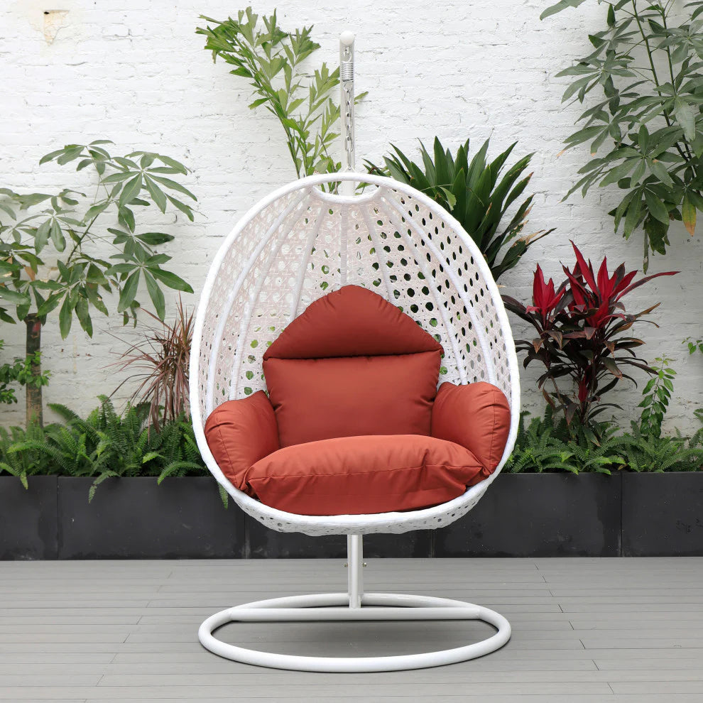 Virasat Single Seater Hanging Swing With Stand For Balcony, Garden (White)-VIRASAT FURNITURE & FURNISHING