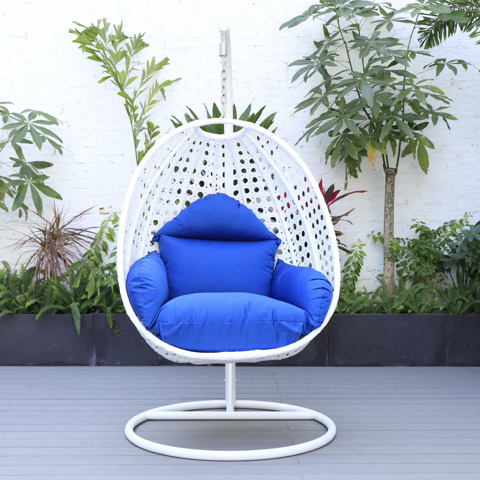 Virasat Single Seater Hanging Swing With Stand For Balcony, Garden (White)-VIRASAT FURNITURE & FURNISHING