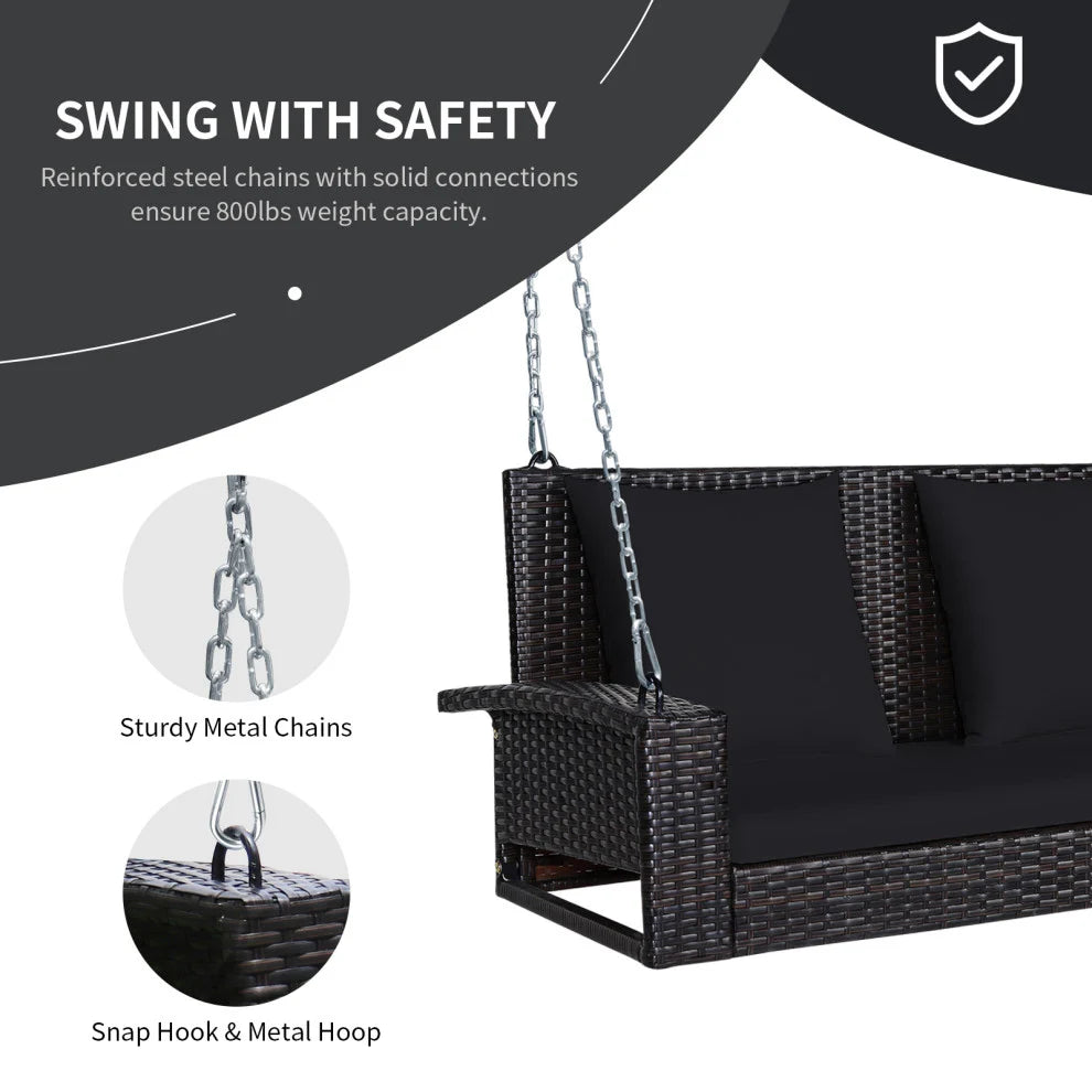 Virasat Double Seater Hanging Swing Without Stand For Balcony, Garden Swing (Dark Brown)-VIRASAT FURNITURE & FURNISHING
