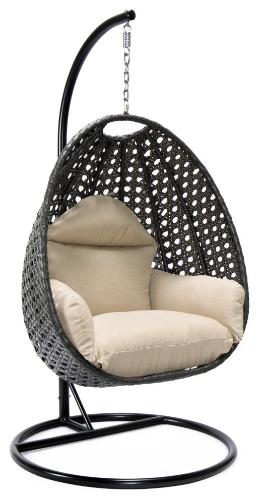 Virasat Single Seater Hanging Swing With Stand For Balcony, Garden (Dark Grey)-VIRASAT FURNITURE & FURNISHING