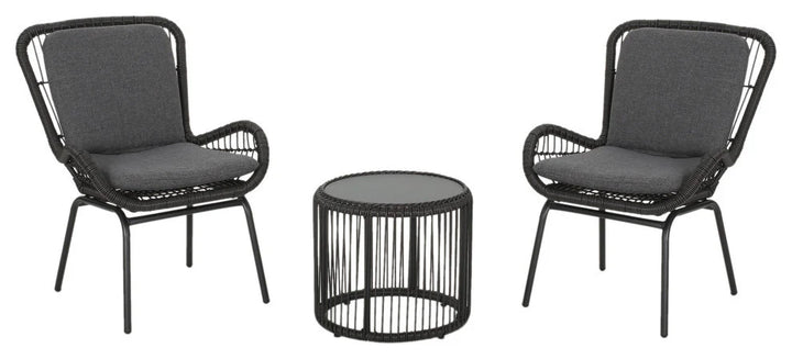 Virasat Geeks Outdoor Patio Seating Set 2 Chairs and 1 Table Set (Black)