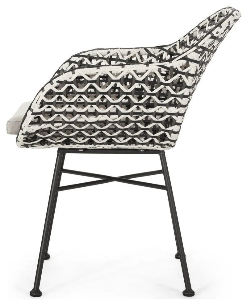 Virasat Outdoor Patio Seating Set 2 Chairs 1 Table Set Black White-VIRASAT FURNITURE & FURNISHING