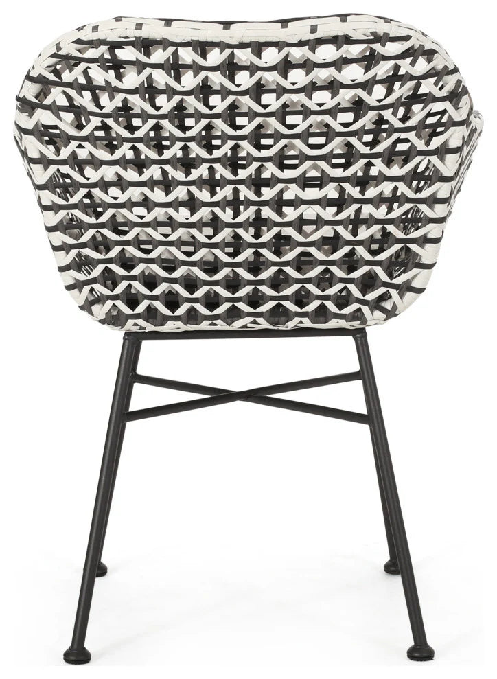 Virasat Outdoor Patio Seating Set 2 Chairs 1 Table Set Black White-VIRASAT FURNITURE & FURNISHING