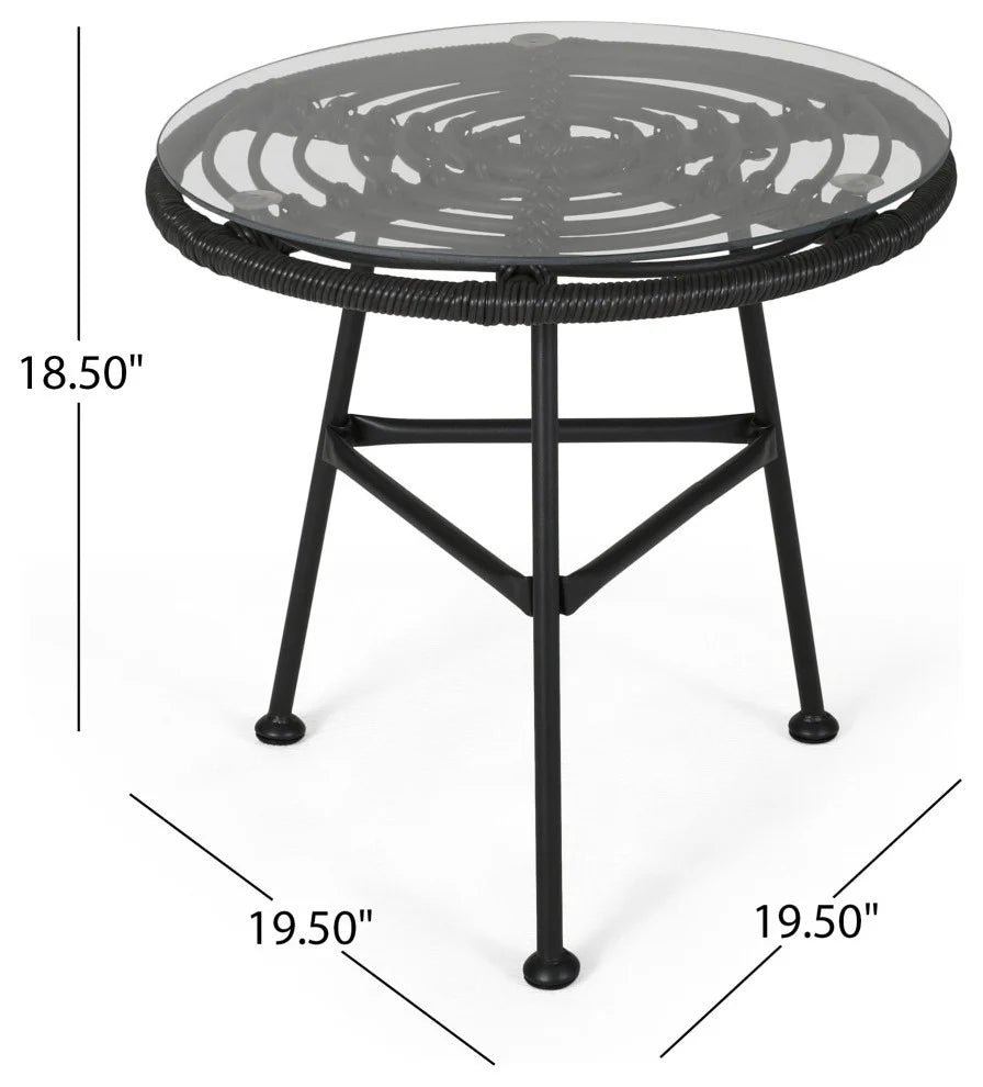Virasat Outdoor Patio Seating Set 2 Chairs 1 Table Set Black White-VIRASAT FURNITURE & FURNISHING