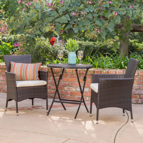 Virasat Outdoor Patio Seating Set 2 Chairs 1 Table Brown-VIRASAT FURNITURE & FURNISHING
