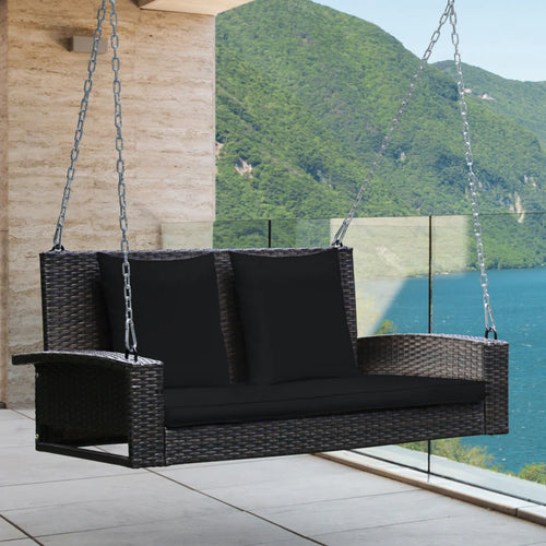 Virasat Double Seater Hanging Swing Without Stand For Balcony, Garden Swing (Dark Brown)-VIRASAT FURNITURE & FURNISHING