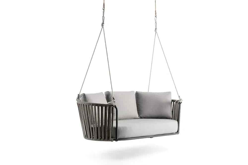 Virasat Double Seater Hanging Swing Without Stand For Balcony, Garden Swing (Grey) Braided & Rope-VIRASAT FURNITURE & FURNISHING