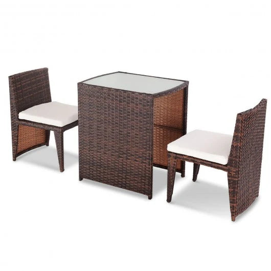 Virasat Outdoor Patio Seating Set 2 Chairs 1 Table Set Brown Black-VIRASAT FURNITURE & FURNISHING