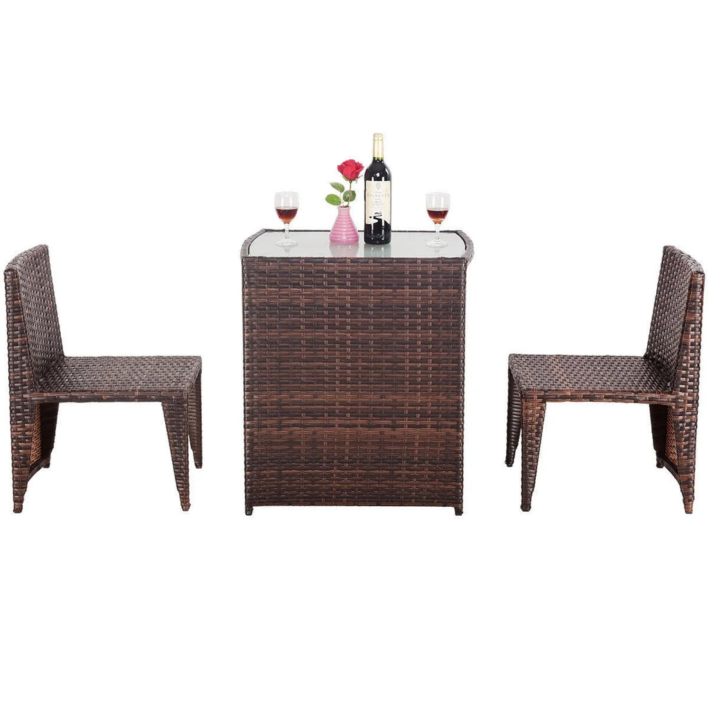 Virasat Outdoor Patio Seating Set 2 Chairs 1 Table Set Brown Black-VIRASAT FURNITURE & FURNISHING