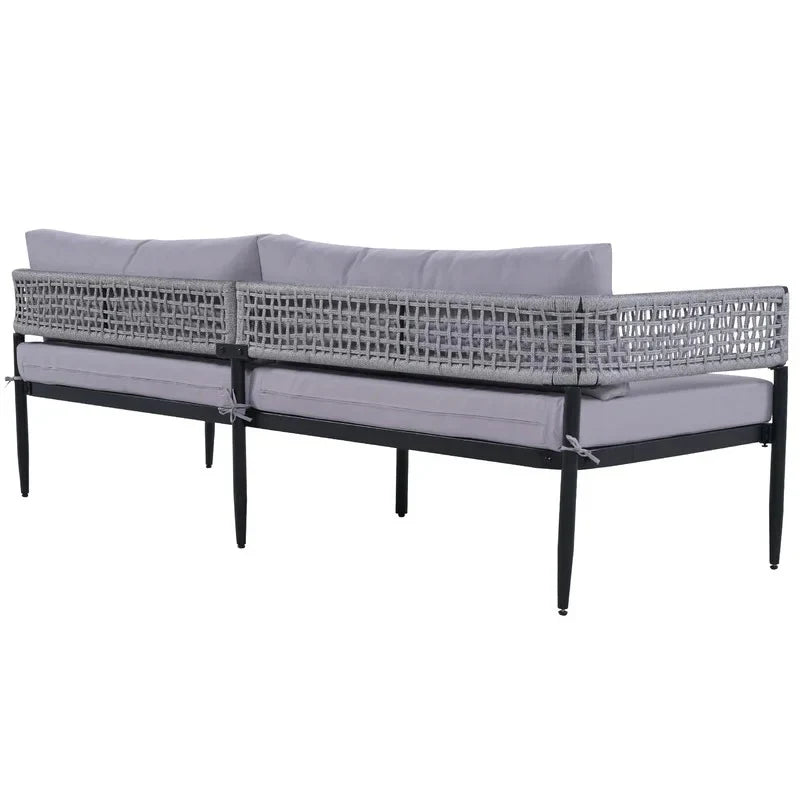 Virasat Furni Outdoor Sofa Set 3 Seater , 2 Single seater and 1 Center Table Set (Grey) Braided & Rope