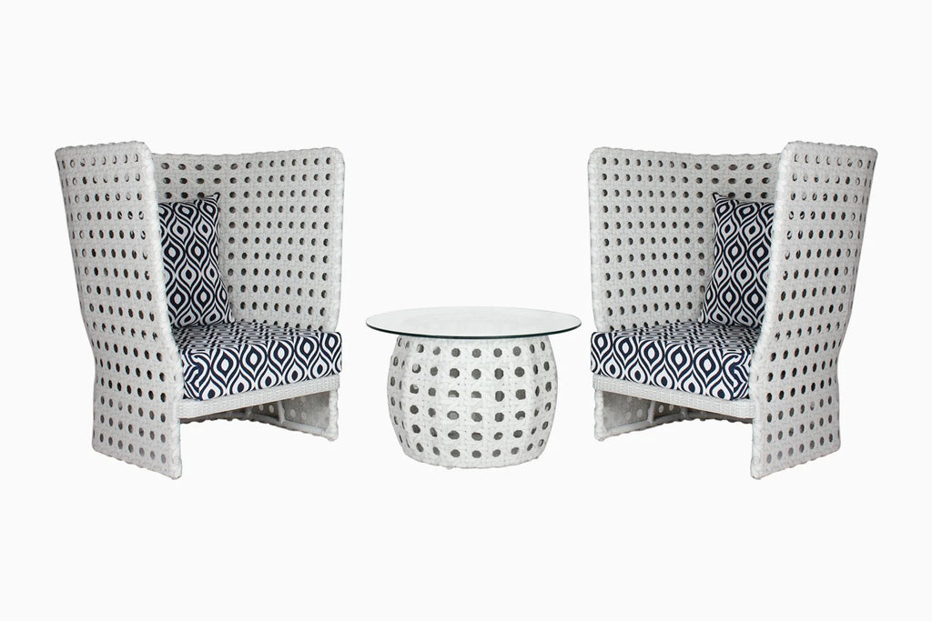 Virasat Outdoor Patio Seating Set 2 Chairs and 1 Table Set (White)-VIRASAT FURNITURE & FURNISHING