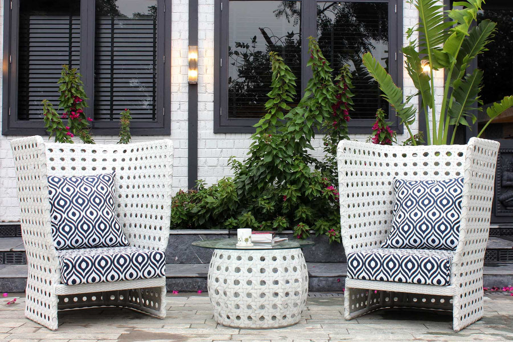 Virasat Outdoor Patio Seating Set 2 Chairs and 1 Table Set (White)-VIRASAT FURNITURE & FURNISHING