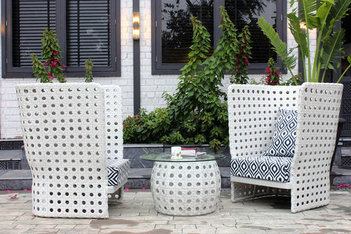 Virasat Outdoor Patio Seating Set 2 Chairs and 1 Table Set (White)-VIRASAT FURNITURE & FURNISHING