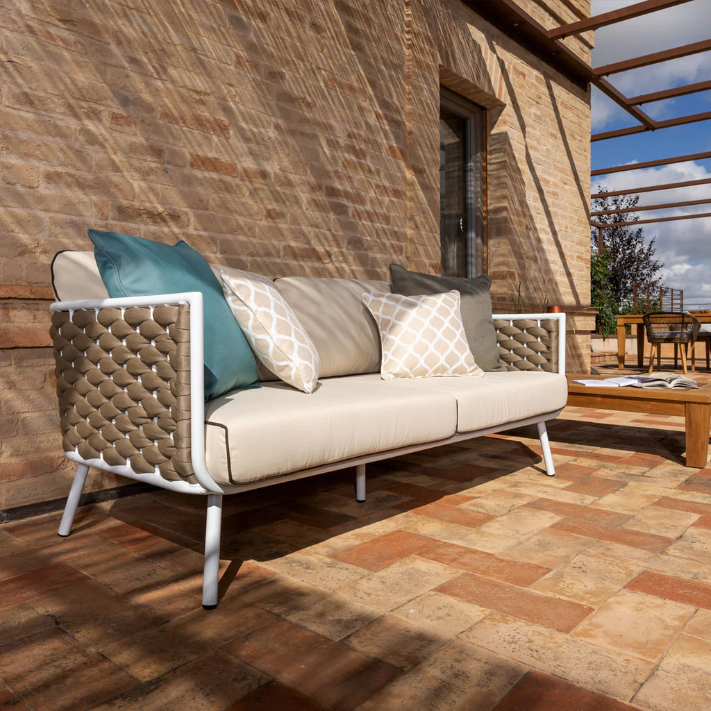 Virasat Outdoor Sofa Set 2 Seater, 2 Single Seater and 1 Center Table Set (Beige) Braided & Rope-VIRASAT FURNITURE & FURNISHING
