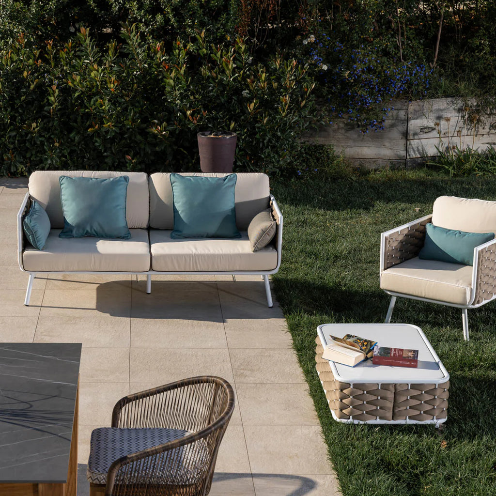 Virasat Outdoor Sofa Set 2 Seater, 2 Single Seater and 1 Center Table Set (Beige) Braided & Rope-VIRASAT FURNITURE & FURNISHING