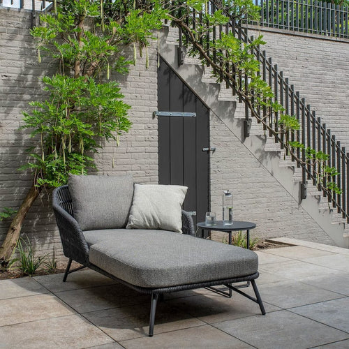 Virasat Outdoor Swimming Poolside Lounger With 1 Side Table (Grey) Braided & Rope-VIRASAT FURNITURE & FURNISHING