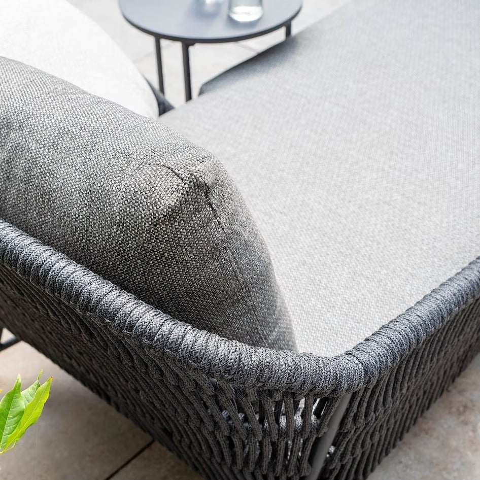 Virasat Outdoor Swimming Poolside Lounger With 1 Side Table (Grey) Braided & Rope-VIRASAT FURNITURE & FURNISHING