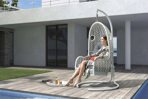 Virasat Single Seater Hanging Swing With Stand For Balcony, Garden Swing (Grey)-VIRASAT FURNITURE & FURNISHING