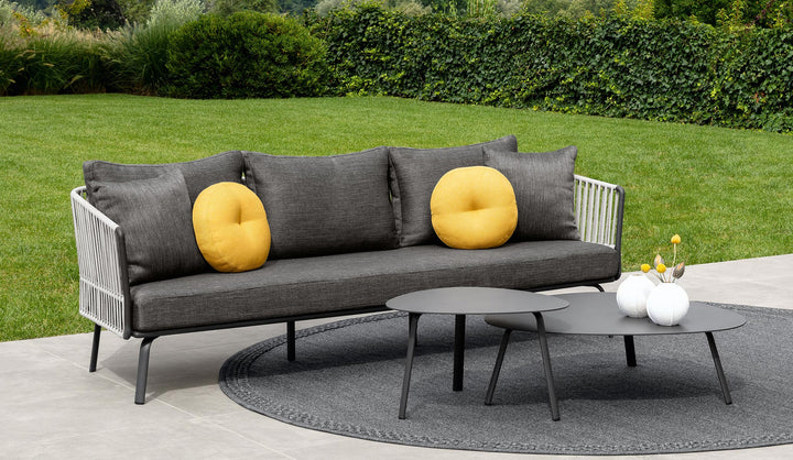 Virasat Kosta Outdoor Garden Balcony Sofa Set 2 Seater, Single seater and 2 Center Table Set, Braided & Rope (Dark Grey)