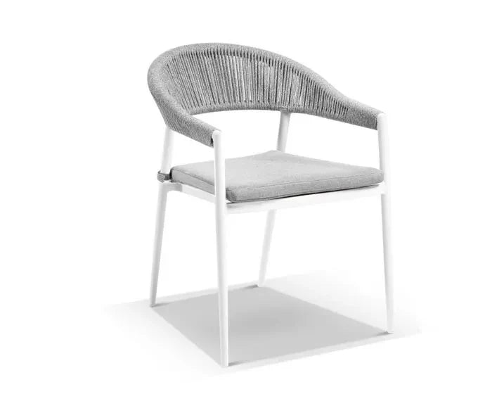 Virasat Outdoor Patio Seating Set 4 Chairs and 1 Table Set (White + Grey) Braided & Rope-VIRASAT FURNITURE & FURNISHING