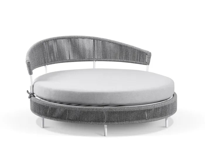 Virasat Outdoor Poolside Sunbed With Cushion Daybed (Grey) Braided & Rope-VIRASAT FURNITURE & FURNISHING