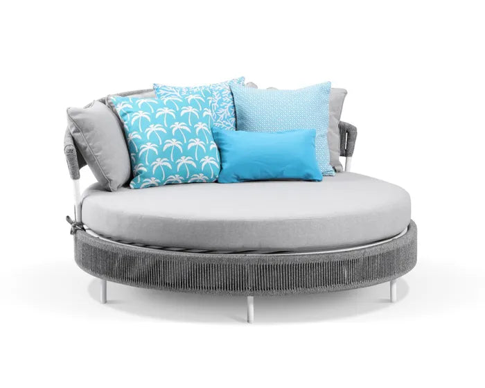 Virasat Outdoor Poolside Sunbed With Cushion Daybed (Grey) Braided & Rope-VIRASAT FURNITURE & FURNISHING