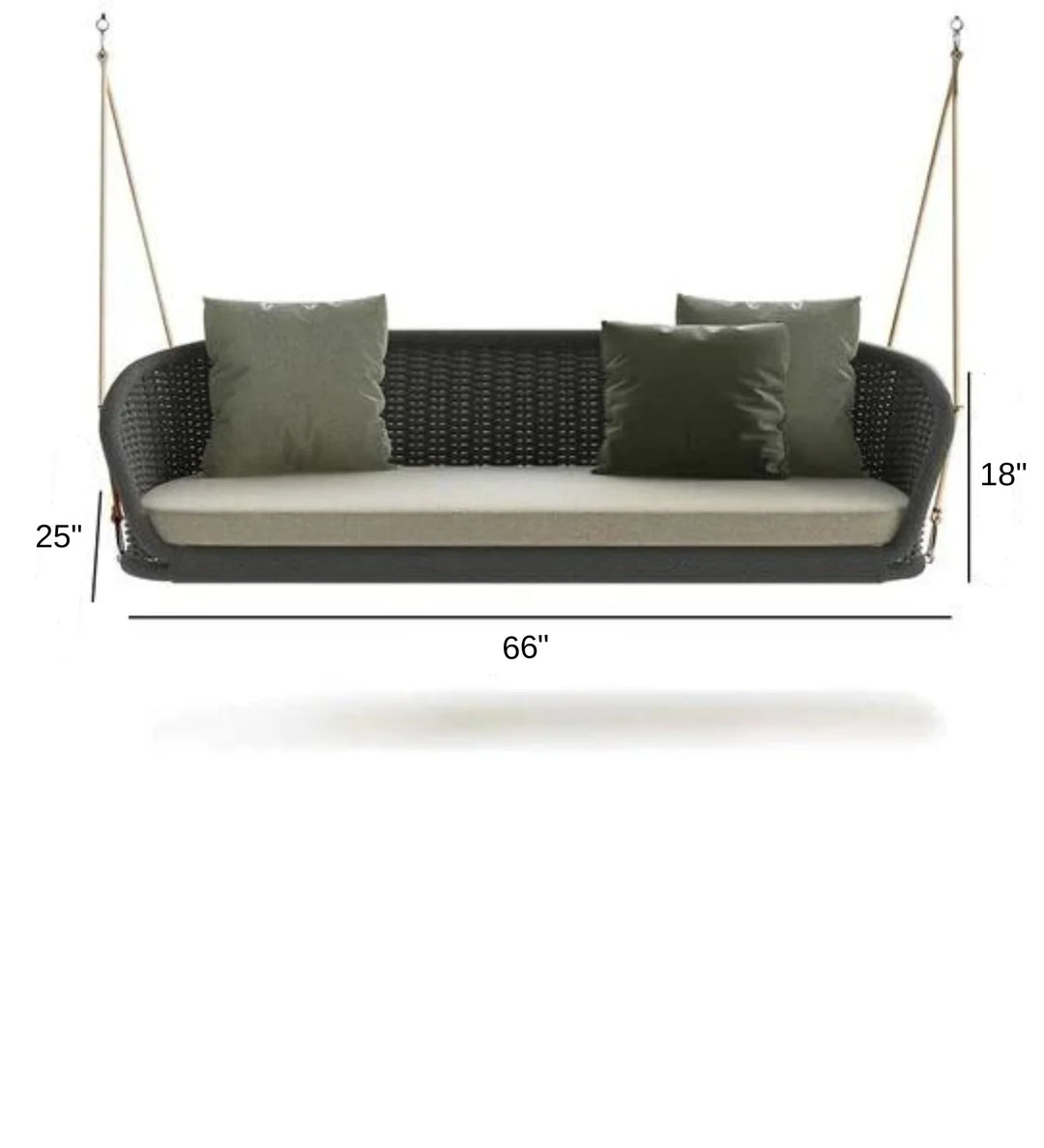 Virasat Juul Three Seater Hanging Swing Without Stand For Balcony , Garden Swing (Dark Grey) Braided & Rope