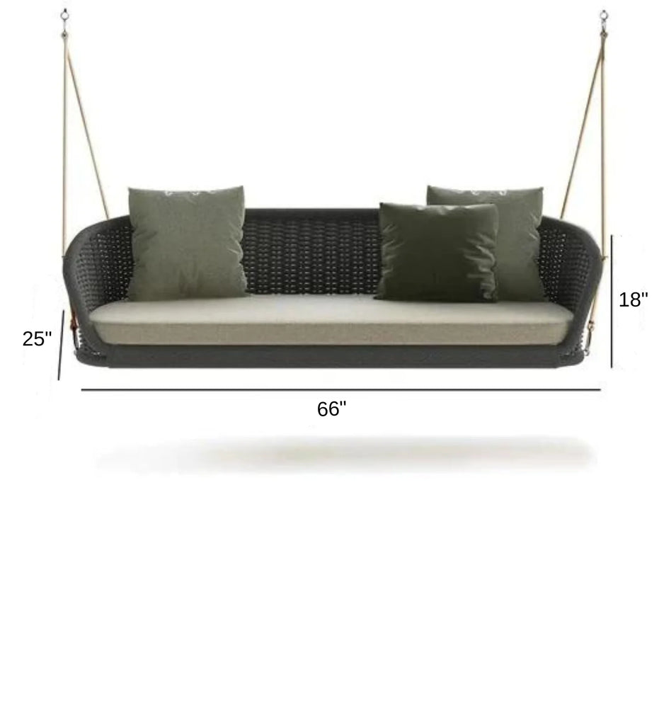 Virasat Three Seater Hanging Swing Without Stand For Balcony, Garden Swing (Dark Grey) Braided & Rope-VIRASAT FURNITURE & FURNISHING