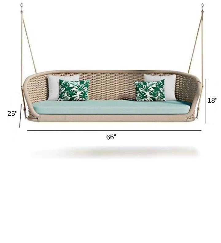 Virasat Furnico Three Seater Hanging Swing Without Stand For Balcony , Garden Swing (Cream)