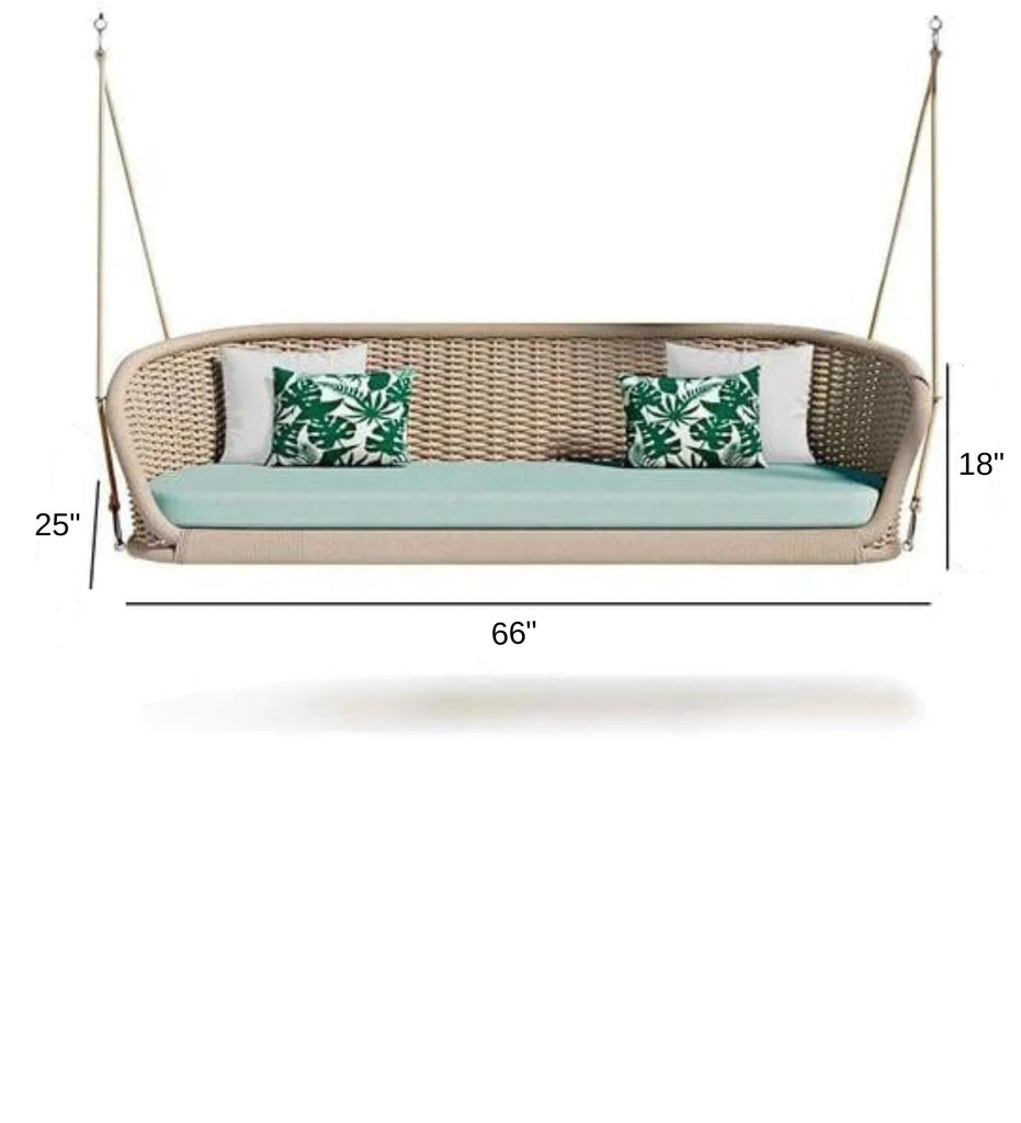 Virasat Three Seater Hanging Swing Without Stand For Balcony, Garden Swing (Cream)-VIRASAT FURNITURE & FURNISHING