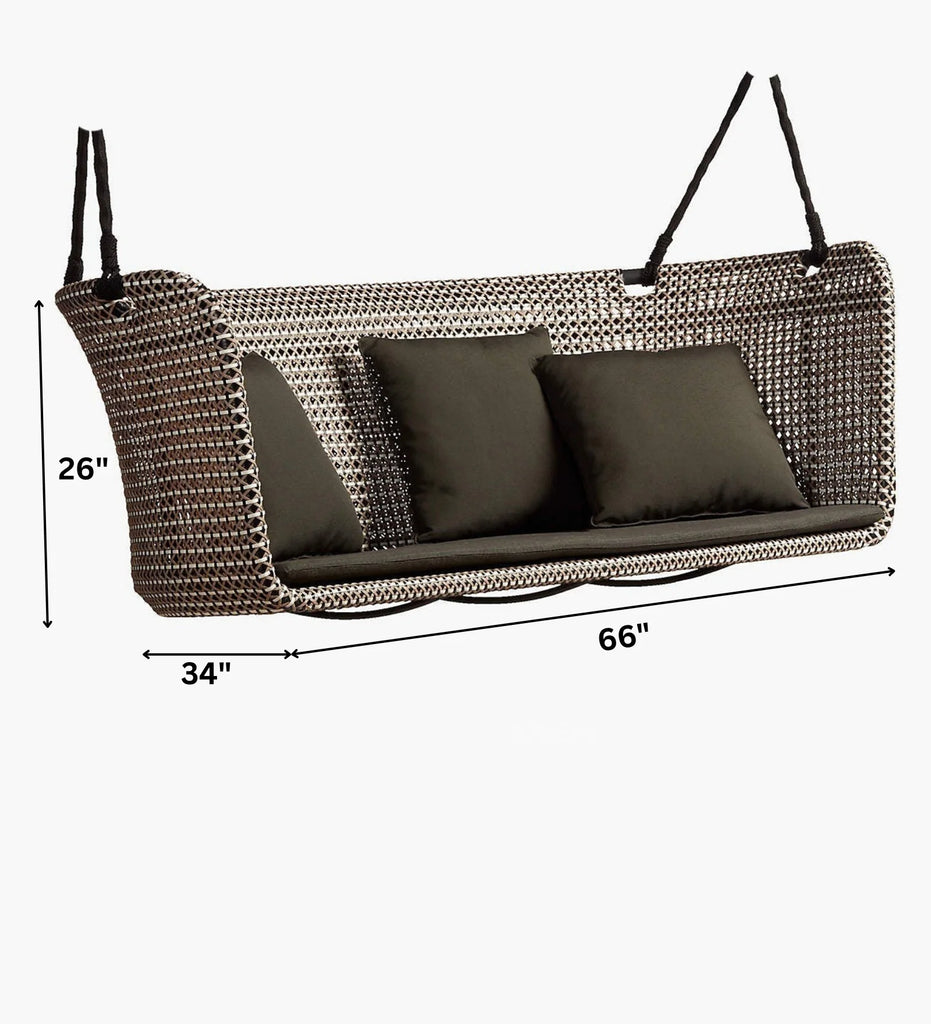Virasat Three Seater Hanging Swing Without Stand For Balcony, Garden Swing (Brown, Light Brown, White)-VIRASAT FURNITURE & FURNISHING