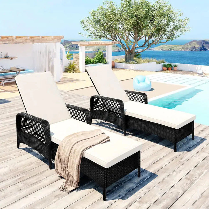 Virasat Amaze Outdoor Swimming Poolside Lounger Set of 2 (Black)