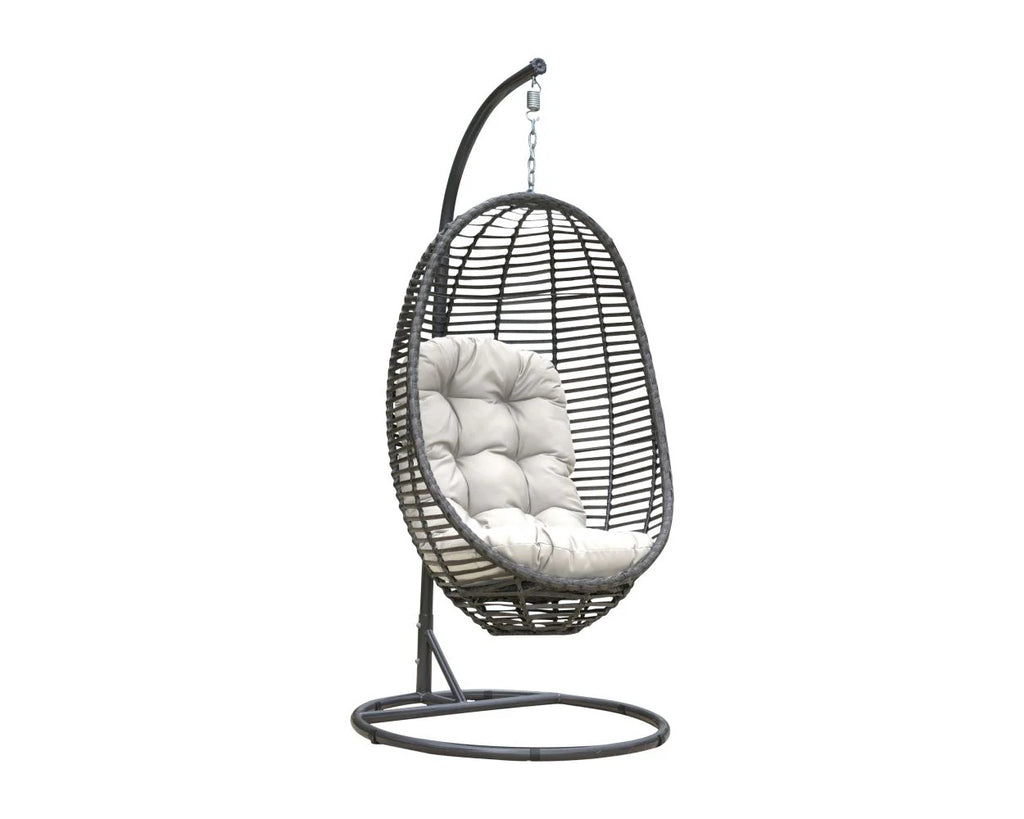 Virasat Single Seater Hanging Swing With Stand For Balcony, Garden Swing (Grey)-VIRASAT FURNITURE & FURNISHING